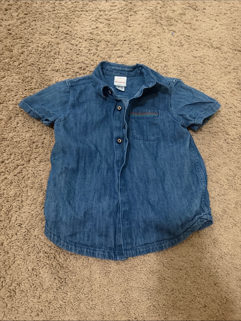 Denim Short-Sleeve Button-Up Shirt - Hanna Andersson